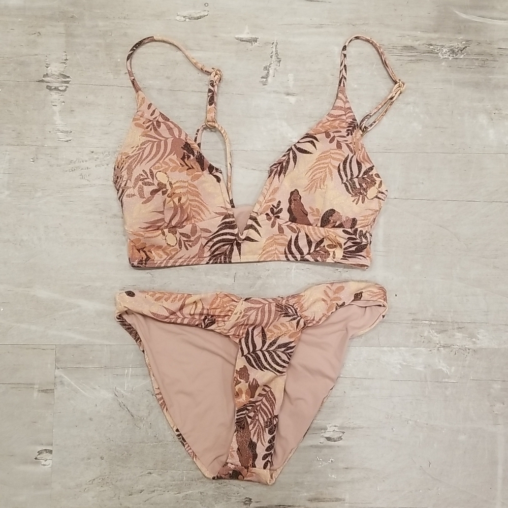 💕L*SPACE💕 Shimmer Bikini Set: Siren Top + Sol Classic Bottom Small S NWT